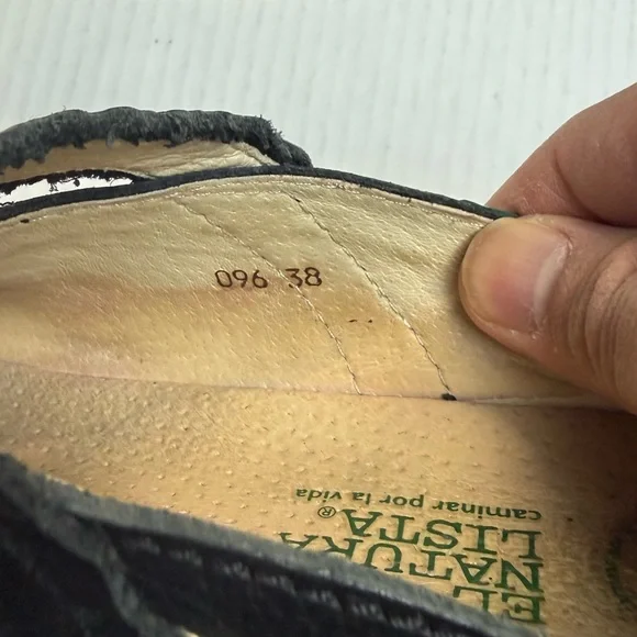 El Naturalista Black Leather Mary Jane Flats EU 38 White Stitch Comfort Shoes - Picture 7 of 10